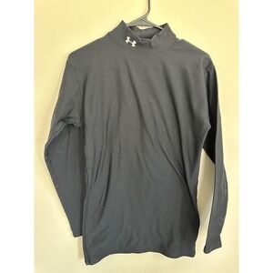 LARGE Women's Under Armour Black Thermal Coldgear Mock Neck Athletic Long Sleeve
